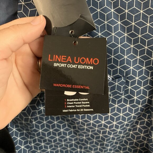 NEW Linea Uomo 46L Blue White Striped Cotton 2 Button Jacket Sport Blazer - Picture 5 of 13